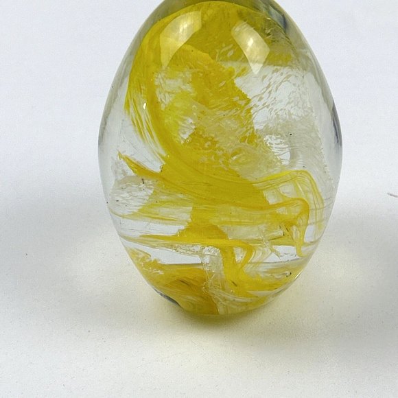 Anthony Tony DePalma Wheaton Vintage Yellow Swirl Egg Shaped Signed Paper Weight - Picture 7 of 8